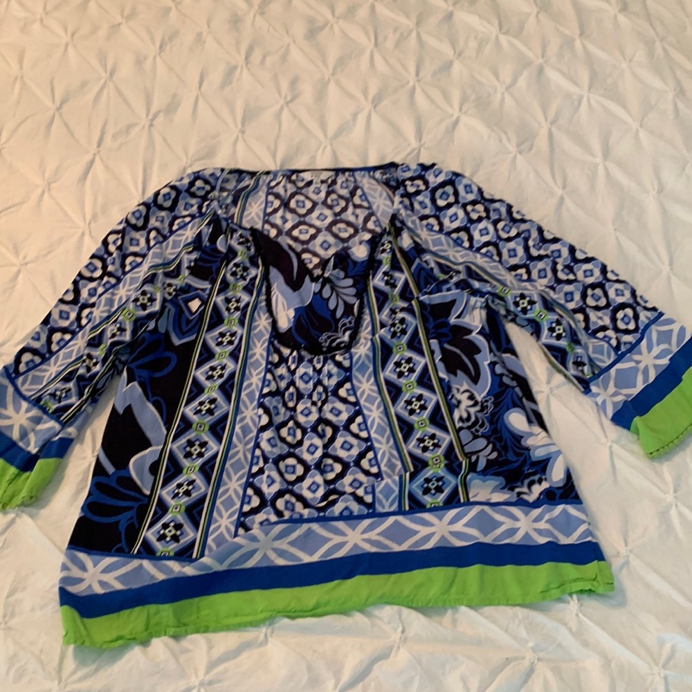 Crown and Ivy Blue and Green Blouse